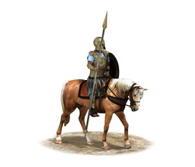 3d render, rider, warrior on horseback, illustration