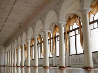 Elegant interior of ballroom with columns