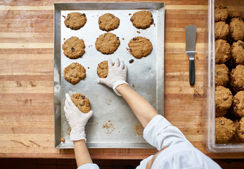 Preparation of oatmeal cookies in a bakery