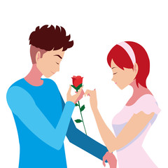 man giving flower a woman romantic