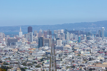 Fototapeta na wymiar View of San Francisco City from Twin Peaks, California