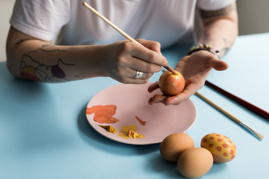 Easter making eggs with decoupage