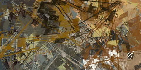 Handmade surreal abstract pattern. Modern artistic canvas. 2d illustration. Texture backdrop painting. Creative chaos structure element.