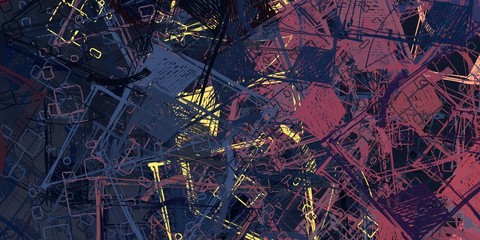 Crazy sketch random pattern. Creative chaos and variety structure. Modern art drawing painting. 2d illustration. Digital texture wallpaper. Artistic sketch draw backdrop material. 