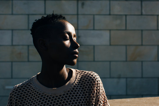 Contrasty Headshot of Beautiful Young Black Woman