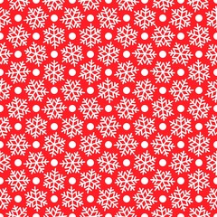 White snowflakes on red for Christmas gift box papper pattern