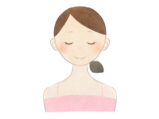 【水彩風】女性正面・目閉じ