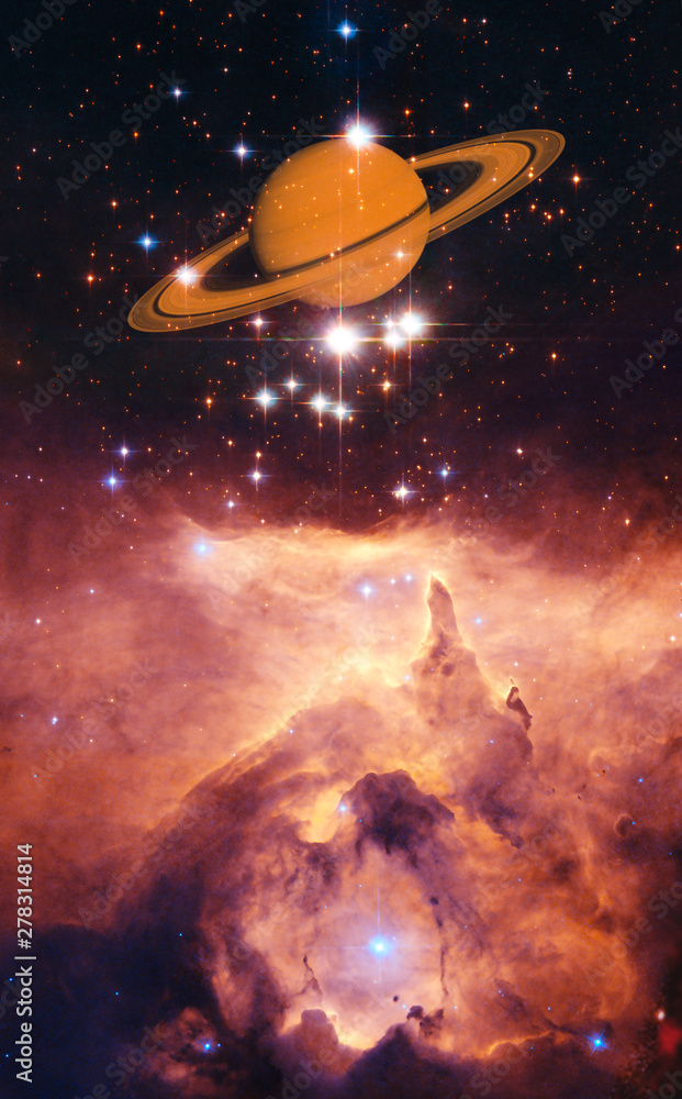Wall mural planet saturn from outer space. space nebula