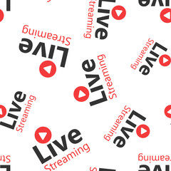 Live video icon seamless pattern background. Streaming tv vector illustration on white isolated background. Broadcast business concept.
