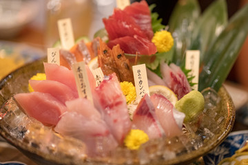 Pink sashimi mori( sashimi set), Izakaya, Japan