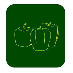 vector green apple with isolated , line
