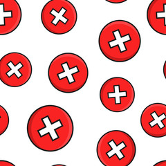 Obraz premium Don'ts sign icon seamless pattern background. Unlike vector illustration on black round background with long shadow. No business concept.