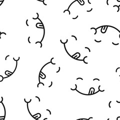 Smile face icon seamless pattern background. Tongue emoticon vector illustration on white isolated background. Funny character business concept.