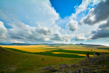 mountain landscape with beautiful sky in Dobrogea, Romania