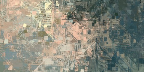 Naklejka premium Art wallpaper. Digital canvas. 2d illustration. Texture backdrop painting. Creative chaos structure element.