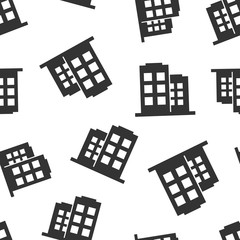 Fototapeta premium Office building sign icon seamless pattern background. Apartment vector illustration on white isolated background. Architecture business concept.