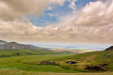 mountain landscape with beautiful sky in Dobrogea, Romania