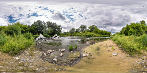 full seamless spherical hdri panorama 360 degrees angle view near mixing zone of sewage discharge...