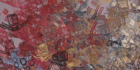 Fototapeta premium Retro style oil drawing. 2d illustration. Texture backdrop painting. Creative chaos structure element.