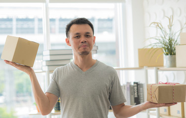 Small and Medium Enterprises, SME, People working at home who owned small online happy in his...