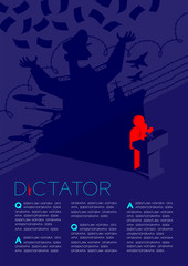 Dictator shadow man pictogram speech with podium isometric, Dictatorship behind control concept design illustration isolated on blue background with copy space, vector eps 10