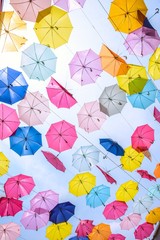 Fototapeta na wymiar colorful umbrella in the sky