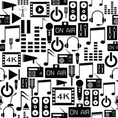 audio seamless pattern background icon.