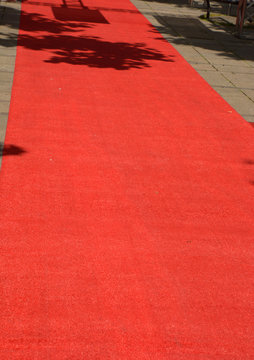 rolled out red carpet by day no people for an evening event, red carpet before an event