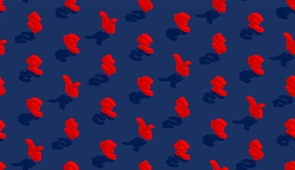 Currency sign dollar, pound sterling, euro, and japanese yen or chinese yuan sign 3d isometric seamless pattern, Business finance concept poster and banner design illustration on blue background