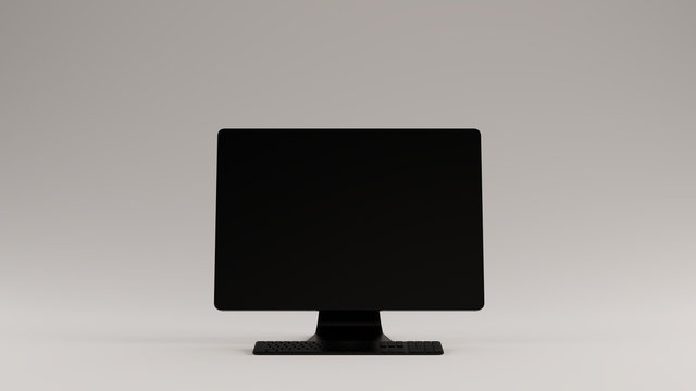 Black Desktop Computer and Slim Keyboard 3d illustration 