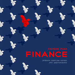 Fototapeta premium Currency chinese yuan (CNY) sign 3d isometric pattern, Business finance concept poster and banner square design illustration isolated on blue background with copy space, vector eps 10