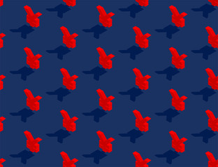 Currency japanese yen (JPY) sign 3d isometric seamless pattern, Business finance concept poster and banner design illustration isolated on blue background with copy space, vector eps 10