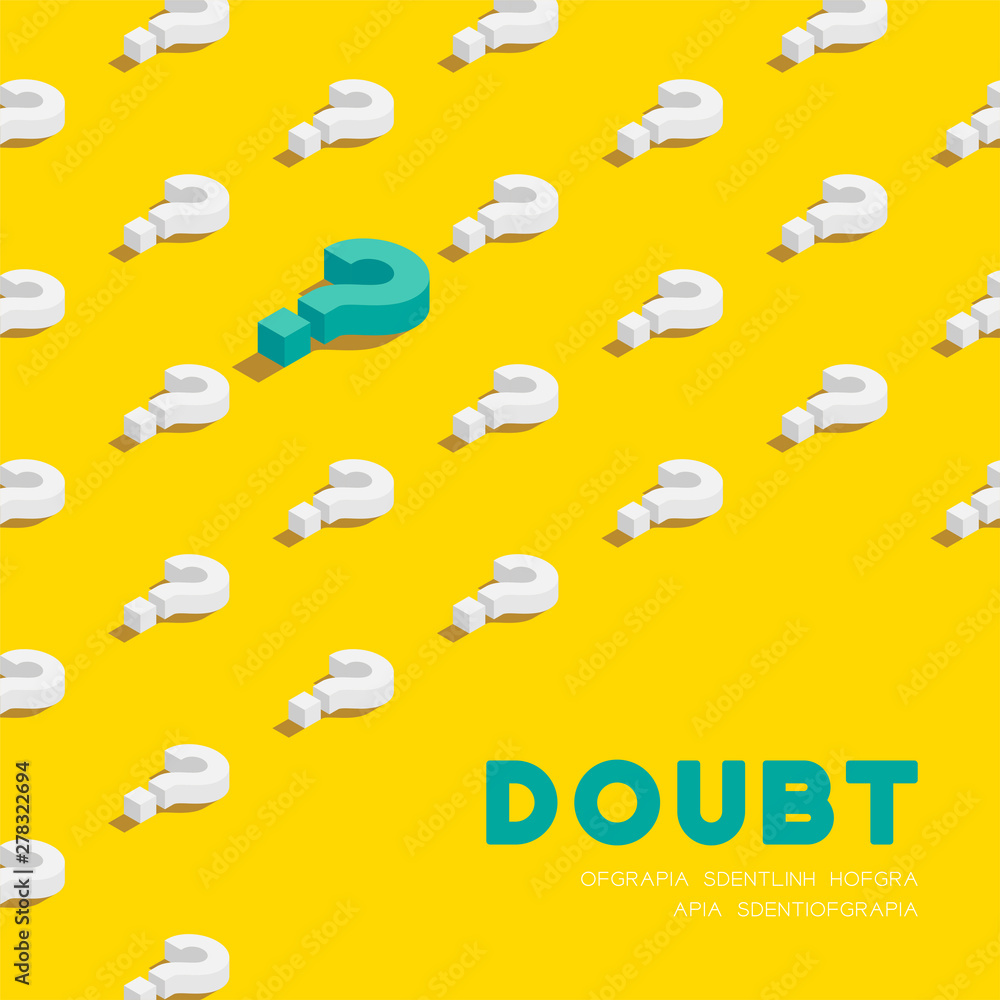 Poster question mark symbol 3d isometric pattern, doubt concept poster and banner square design illustratio