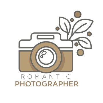 Romantic photographer retro photo camera isolated icon
