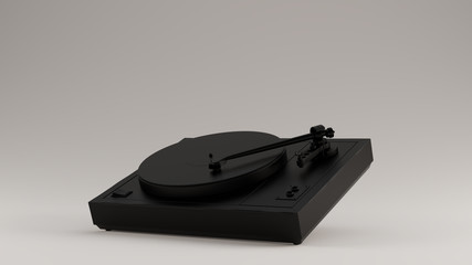 Black Vintage Turntable Record Player Angled 3d illustration 3d render