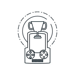 handle video game with trophy cup