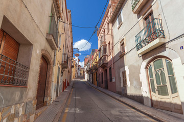 Fototapeta na wymiar Street village view. El Papiol, Catalonia, Spain.