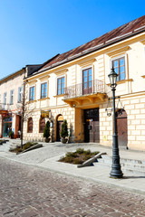 WIELICZKA, POLAND - MARCH 27, 2017: Main market square in warm sunrays