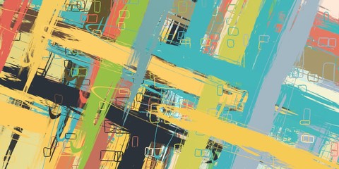 Brush painting. Artistic canvas. Oil art. 2d illustration. Texture backdrop. Creative chaos structure element.