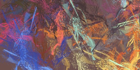 Fototapeta na wymiar Brush painting. Artistic canvas. Oil art. 2d illustration. Texture backdrop. Creative chaos structure element.