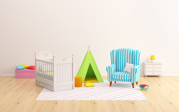 baby room tipi and armchair