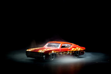 racing car in the night lights toy miniature