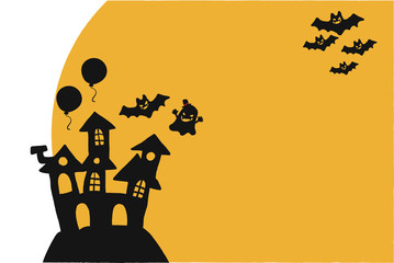 ハロウィン　フレーム　イラスト　横長