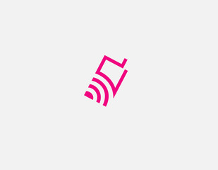 Creative Abstract linear bright logo icon phone and wi-fi for company