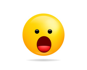 Emoji smile icon vector symbol. Speechless face yellow cartoon character.