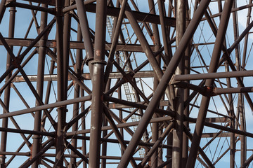 detail of roller coaster curves and steel frame