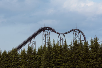 detail of roller coaster curves and steel frame