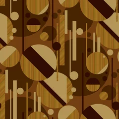 Deurstickers Bruin Verfijnd geometrisch patroon met houtstructuur