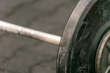 Barbell training equipment close up