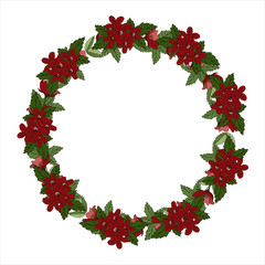 Flower wreath isolated on white background. Round frame for your design, greeting cards, wedding announcements, posters.